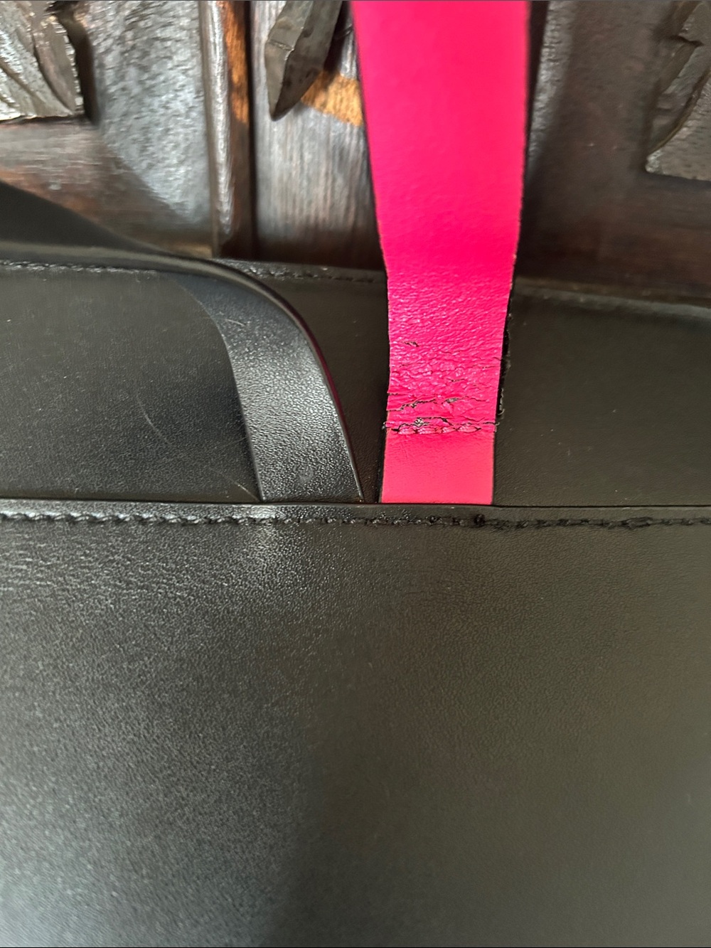 kate spade Black Leather Backpack with Pink Strap Accents - Picture 13 of 17
